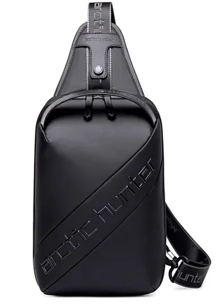 Lightweight Chest Sling Bag, Business Travel Crossbody Money Wallet Phone Bag fits Tablet for Men, Black 