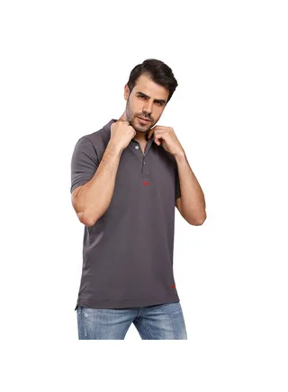 COUP Regular Basic Polo Shirt For Men - Charcoal - S 