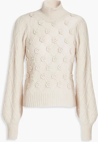 Crochet-knit turtleneck sweater