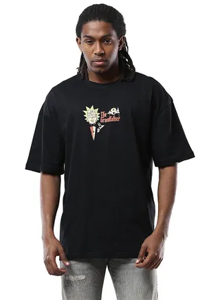 "The Grandfather" Elbow-Sleeves Cotton Black Tee 
