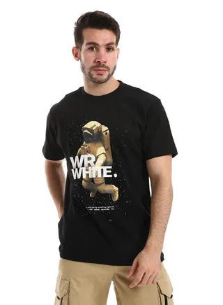 Space Printed Slip On Round Neck T-Shirt 