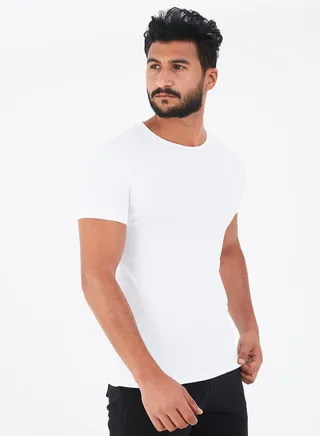 Solid Design Crew Neck T-Shirt White 