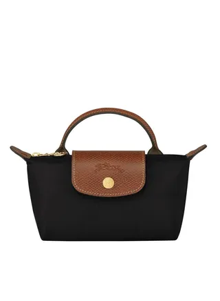 Longchamp Women's Mini Makeup Bag, Handbag, Shoulder Bag Black Classic 