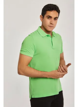 Basic Short Sleeve Regular Fit Garment Dye Cotton Polo Shirt for Men 