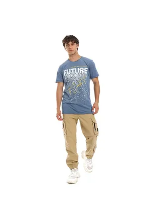 Motivational Text Printed Tee-Blue 