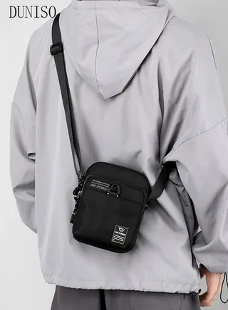 Mens Crossbody Bag Shoulder Bag with Adjustable Strap and Top Handle Multi-layer Functional New Trends Fashion Handbag Black 