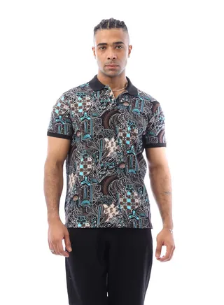 Multi-Patterns Short Sleeves Polo Shirt - Multicolour 