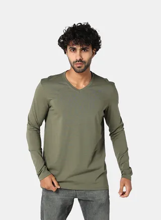 V NECK LONG SLEEVES T-SHIRT 