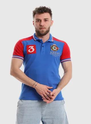 Bi-Tone Short Sleeves Polo Shirt - Blue & Red 