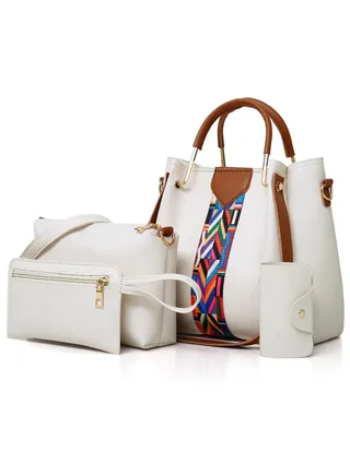 4 Pack Women Handbag Set, Soft PU Leather Top Handle Bags Set, Tote Bag, Shoulder Bags Crossbody Bag Wallet Purse 