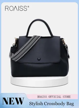 Large Capacity Crossbody Bag for Women PU Leather Exquisite Sewing Thread Shoulder Bag Ladies Stylish Simple Handbag with Internal Zipper Bag and Hardware Suction Buckle 
