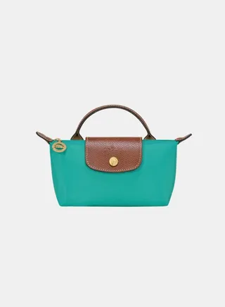 Longchamp Women's Classic Fashion Versatile Mini Makeup Bag, Handbag, Shoulder Bag, Handheld Small Bag Turquoise Green 