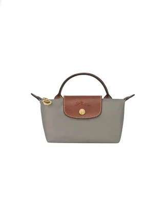 Longchamp Women's Classic Fashion Versatile Mini Makeup Bag, Handbag, Shoulder Bag, Handheld Small Bag Steel Grey 