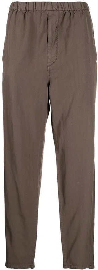 Elasticated-Waist Straight-Leg Trousers