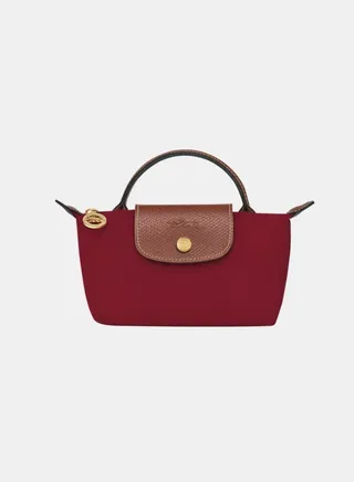 Longchamp Women's Classic Fashion Versatile Mini Makeup Bag, Handbag, Shoulder Bag, Handheld Small Bag Red 