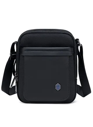 Lightweight Crossbody Sling Bag, Small Work Office Messenger Bag for Men, Black 