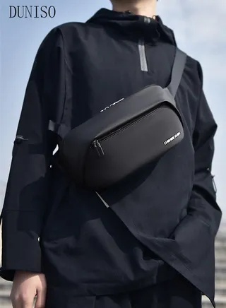 Compact Chest Bag for Men Waterproof Crossbody Bag Multipurpose Waist Chest Shoulder Bag with Buckle Multi-pocket Everyday Carry Bag Sling Bag for Travel Work Sports 