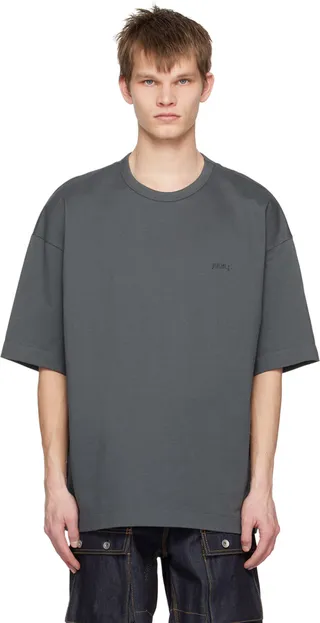 Juun.J Gray Embroidered T-Shirt