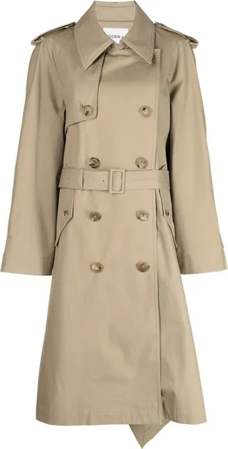 Double-Breasted Two-Tone Trench Coat