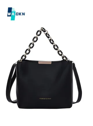 Women's Textured Shoulder Bag, Ladies Large-capacity Chain Handle Crossbody Bag Sling Bag Side Bag, Solid Color PU Leather Tote Bag Handbag Clutch Bag for College Students and Teenagers 