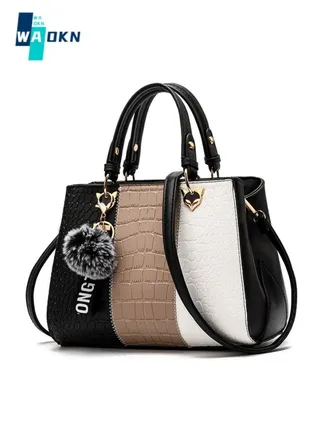 Women's Fashion Contrasting Shoulder Bag, Ladies American Contrasting Handbag Tote Bags Clutch Bag, Large-capacity PU Leather Crossbody Bags Sling Bag Side Bag Carry Bag 