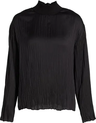 Crushed Satin Mock turtleneck Top