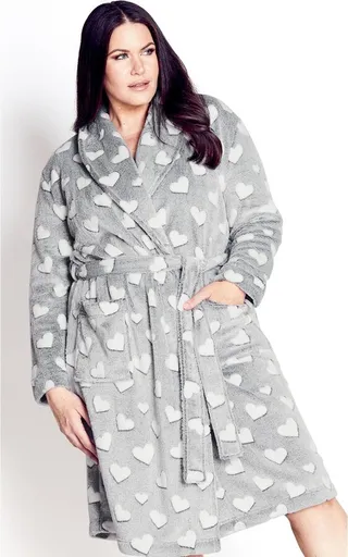 AVENUE | Women's Plus Size Hearts Robe - grey - 30W
