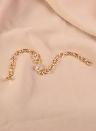 Chinese Gold Bracelet Golden with Zirconic Hearts 