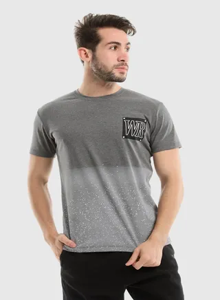 Gradient Grey Shades, White Dotted "WR" Tee 