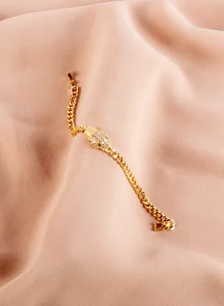 Chinese Gold Bracelet with Zirconic Panther Head 