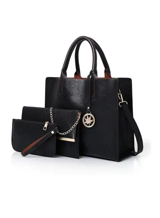 3 Pcs Set Women's Shoulder Crossbody Tote and Handbag  Traveling Party Shopping Gift and Casual Use 