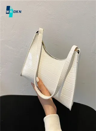 Women's Shopping Handbag, Solid Color PU Leather Tote Bag for Ladies, Elegant Retro Sling Bag for College Students, Fashionable Casual Shoulder Bag(White) 