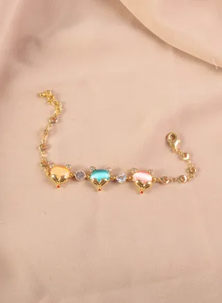 Platinum Bracelet Gold with Multicolored Foxy Zirconic Faces 