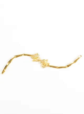 Chinese Gold Bracelet with a Zirconic Butterflies Pendant 