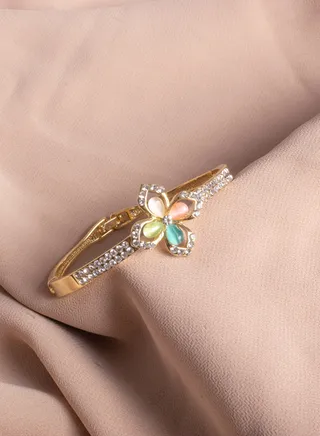 Platinum Zirconic Bracelet Gold with Multi Colored Zirconic Stones 