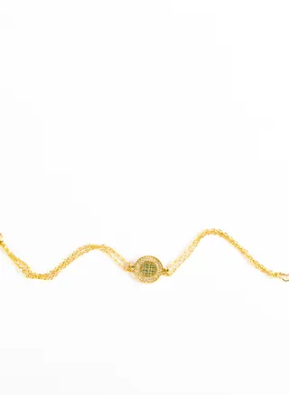 Chinese Gold Bracelet with a Green Zirconic Stones 