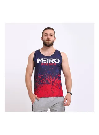 Casual Printed Round Neck Sleeveless t_shirt Navy 