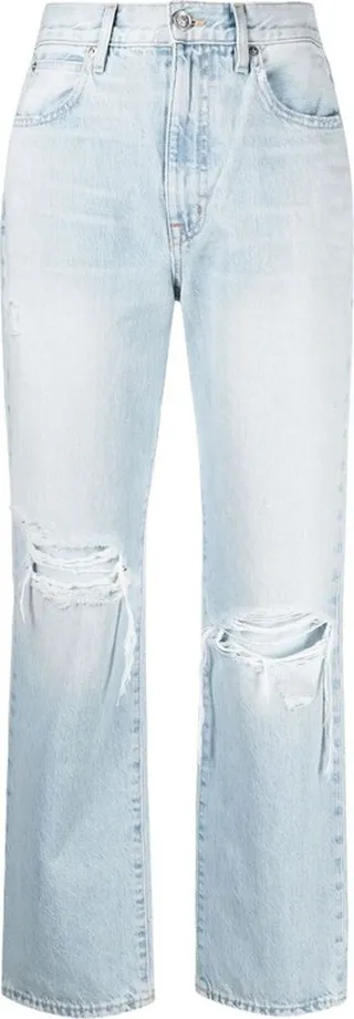 Distressed London Ankle Jean Light Blue
