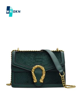 Women's Trendy Texture Shoulder Bag, Ladies Fashionable Crocodile Crossbody Bag Sling Bag Side Bag, PU Leather Chain Carry Bag Handbag Gift Bag（Green) 