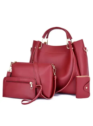 Goolsky Handbags for Women Large Bucket Shoulder Bag Faux Leather bag Ladies Crossbody Bag 4pcs Purse Set 