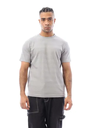 Self Pattern Grey Short Sleeves Summer Tee 