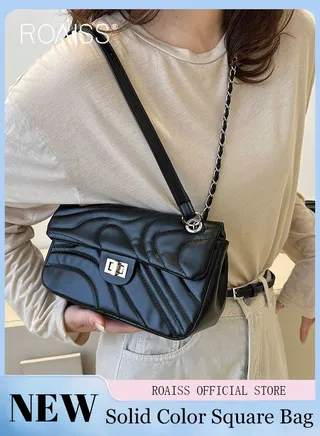 Women Classic Shoulder Bag Horizontal Square Shape with Large Capacity Classic Solid Color Design Timeless and Versatile Elegant Women Crossbody Bag Suitable for School and Commuting 