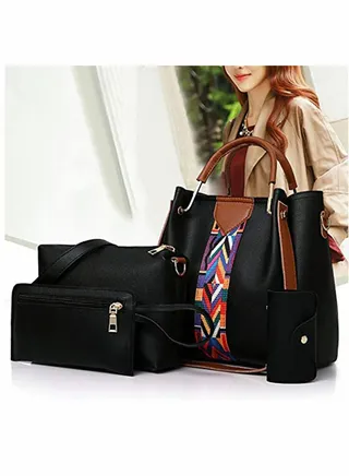 4 Pack Handbags for Women, Lady Fashion Top Handle Tote Bag PU Leather Shoulder Bags Satchel Purse Set 