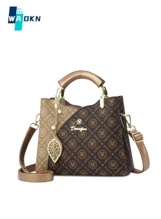 Women's Fashionable Large-capacity Handbag, New Commuter Shoulder Bag Crossbody Bag for Ladies, Leaf Hanging Tote Bag Sling Bag Carrying Bag（Brown) 