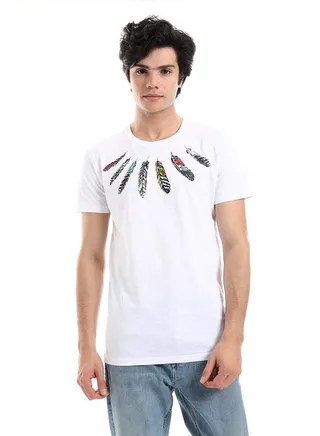 White Rabbit Textured Feathers Printed Tee 