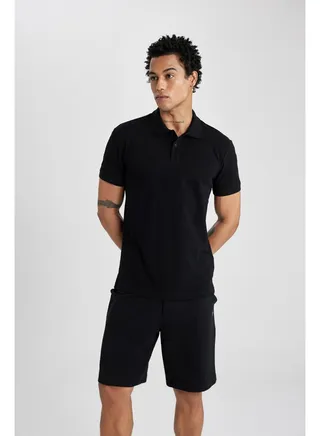 Man Slim Fit Polo Neck Short Sleeve Knitted T-Shirt 