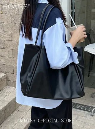 Women Single Shoulder Bag Versatile Commuter Handheld Bag with Large Capacity Underarm Tote Bag Fashionable Soft Leather Shoulder Bag 