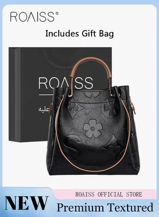 Premium Large Capacity Handbag for Women Exquisite Texture Embossed Tote Casual Top Handle Bucket Crossbody Bags with Gift Bag Gifts for Mother Wife Bridal Suitable for Ramadan Wedding or Leisure 