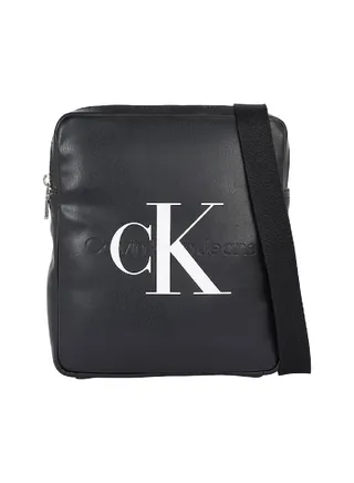 Men's Logo Reporter Bag -  soft and smooth faux leather exterior , Black 
