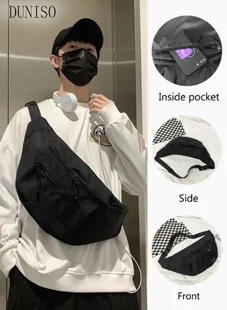Compact Sling Bag for Men and Women Waterproof Crossbody Bag Chest Shoulder Backpack with Buckle Large Capacity Everyday Carry Bag for Travel Work Sport 
